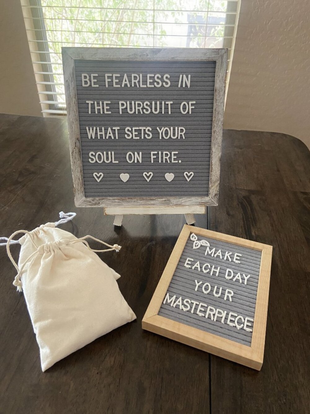 Letter Board Bundle 2 Felt Message Boards Easel Letters Canvas Storage Bags Gray